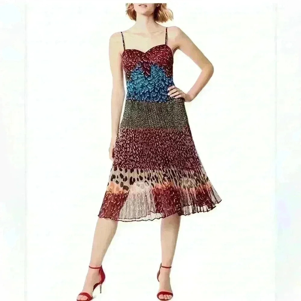 Excellent condition Karen Millen Mixed Animal Print Pleated Dress